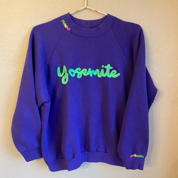 Vintage Yosemite Hand Embroidered Sweat Shirt - Picture 2 of 6